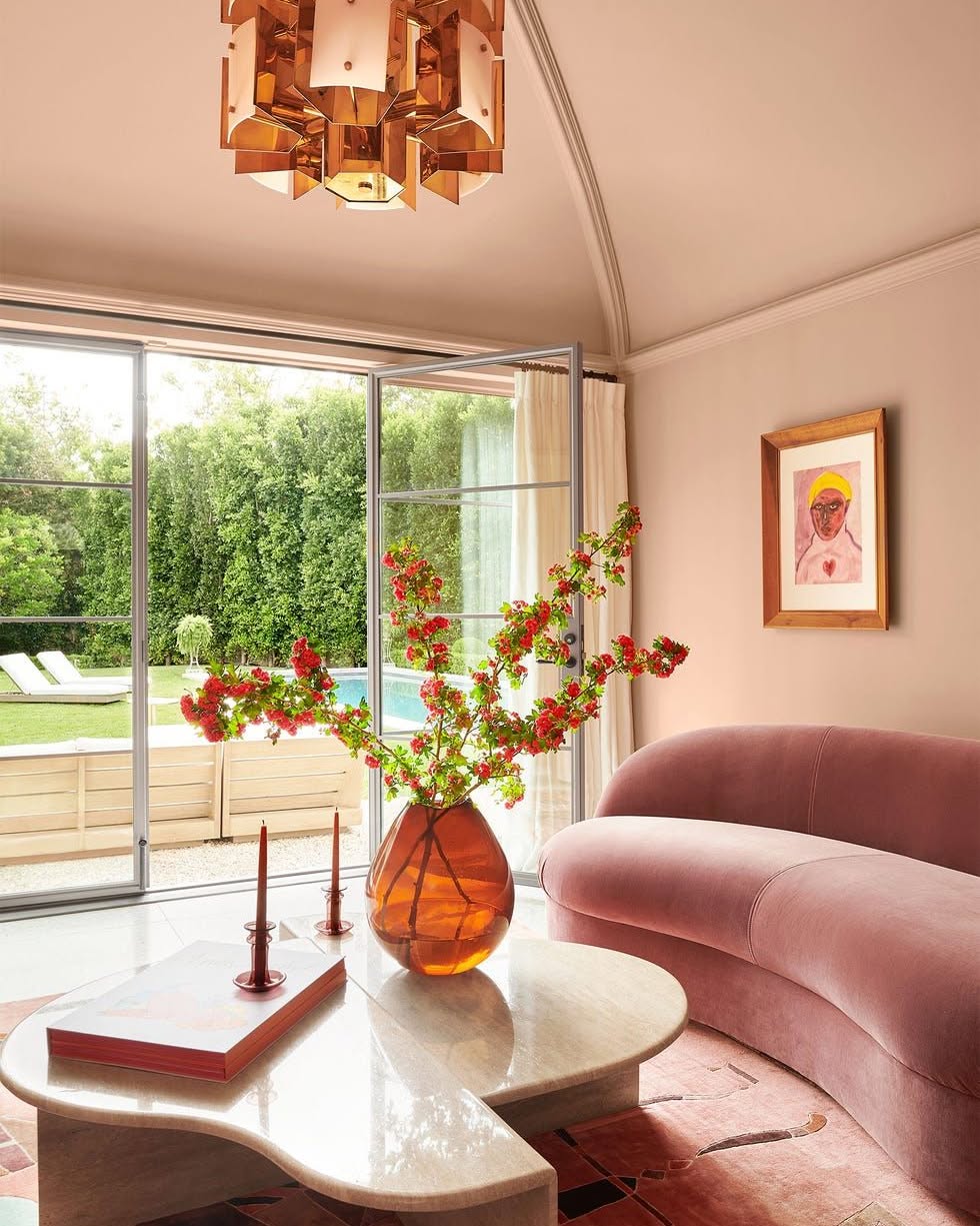 blush pink dining room