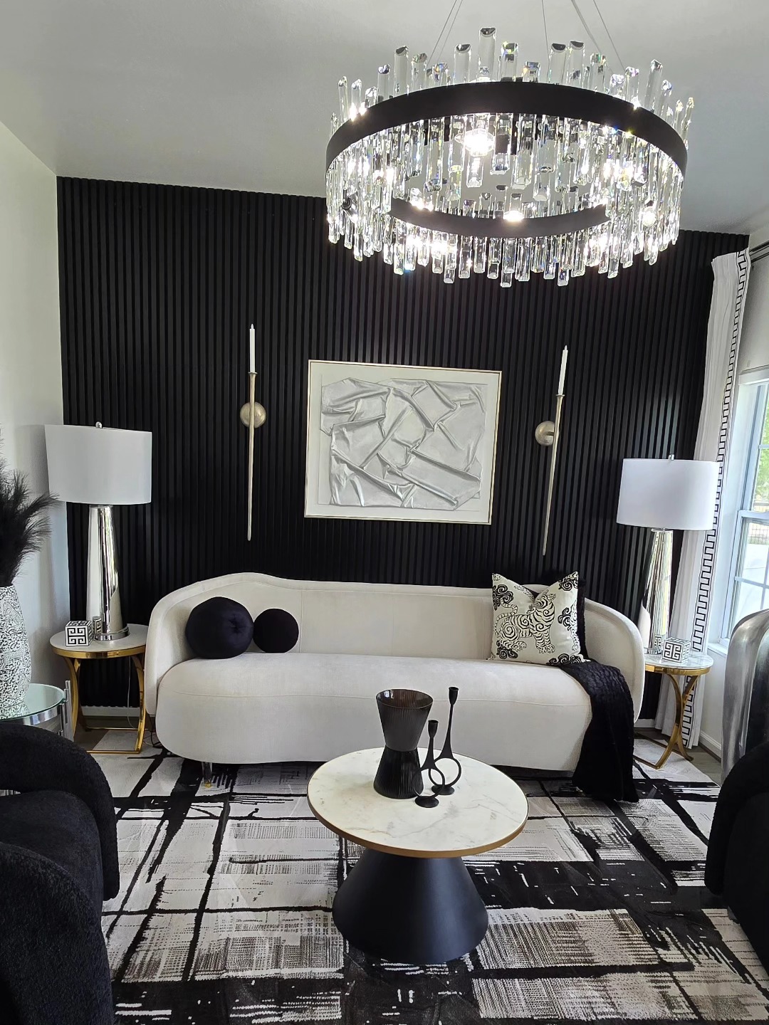black and white dining room