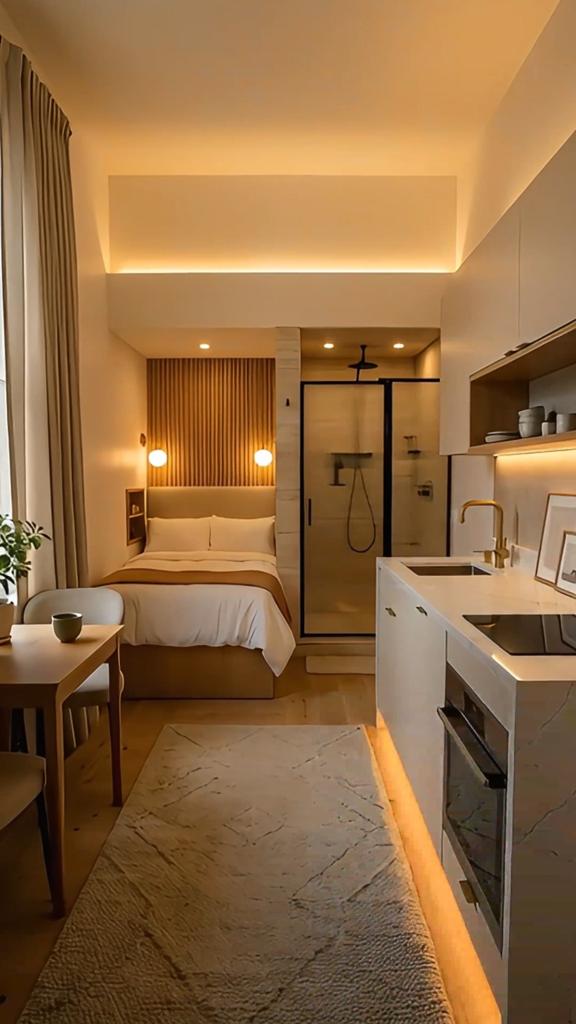 tiny studio apartment layout