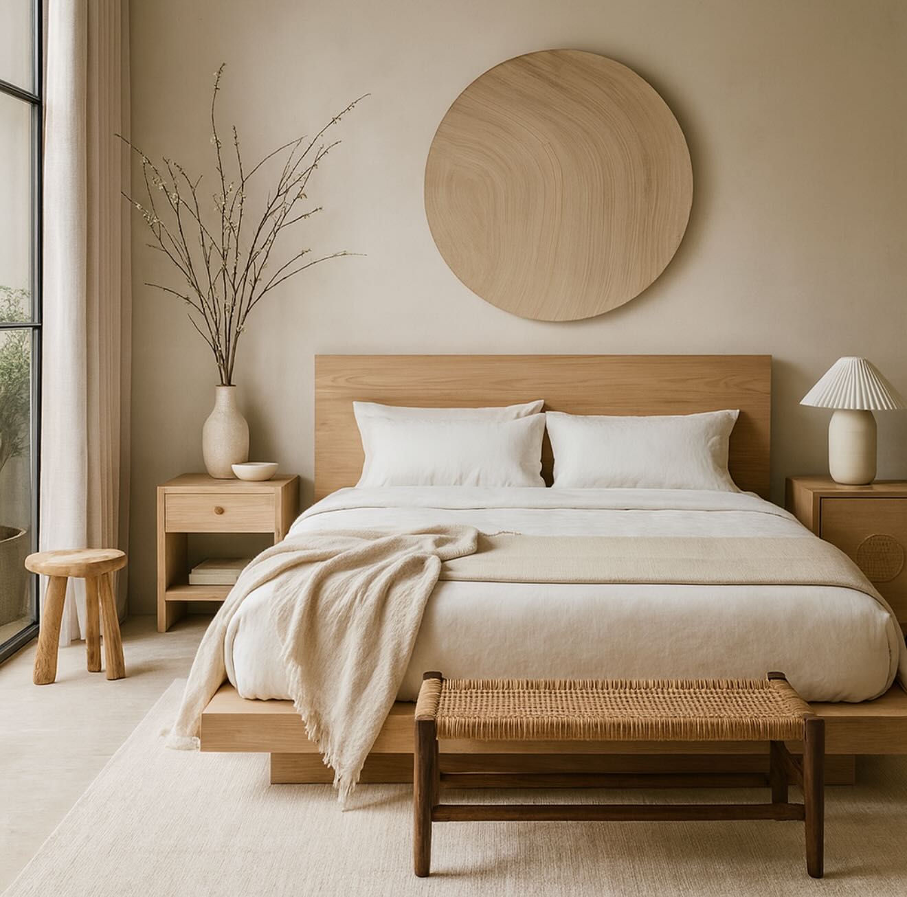 white and wood bedroom