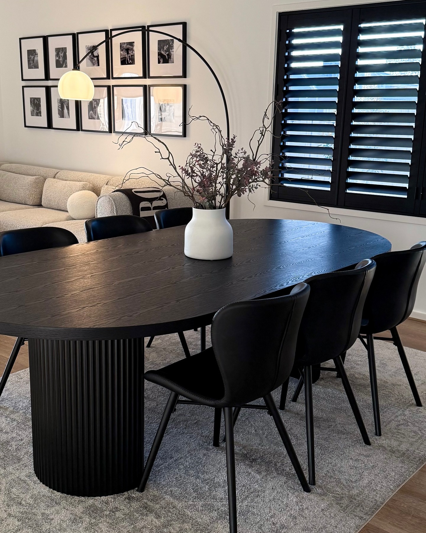 black and white dining room
