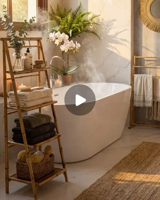 bathroom ladder shelf styling