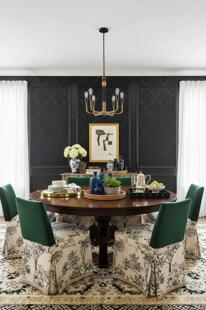 black dining room decor