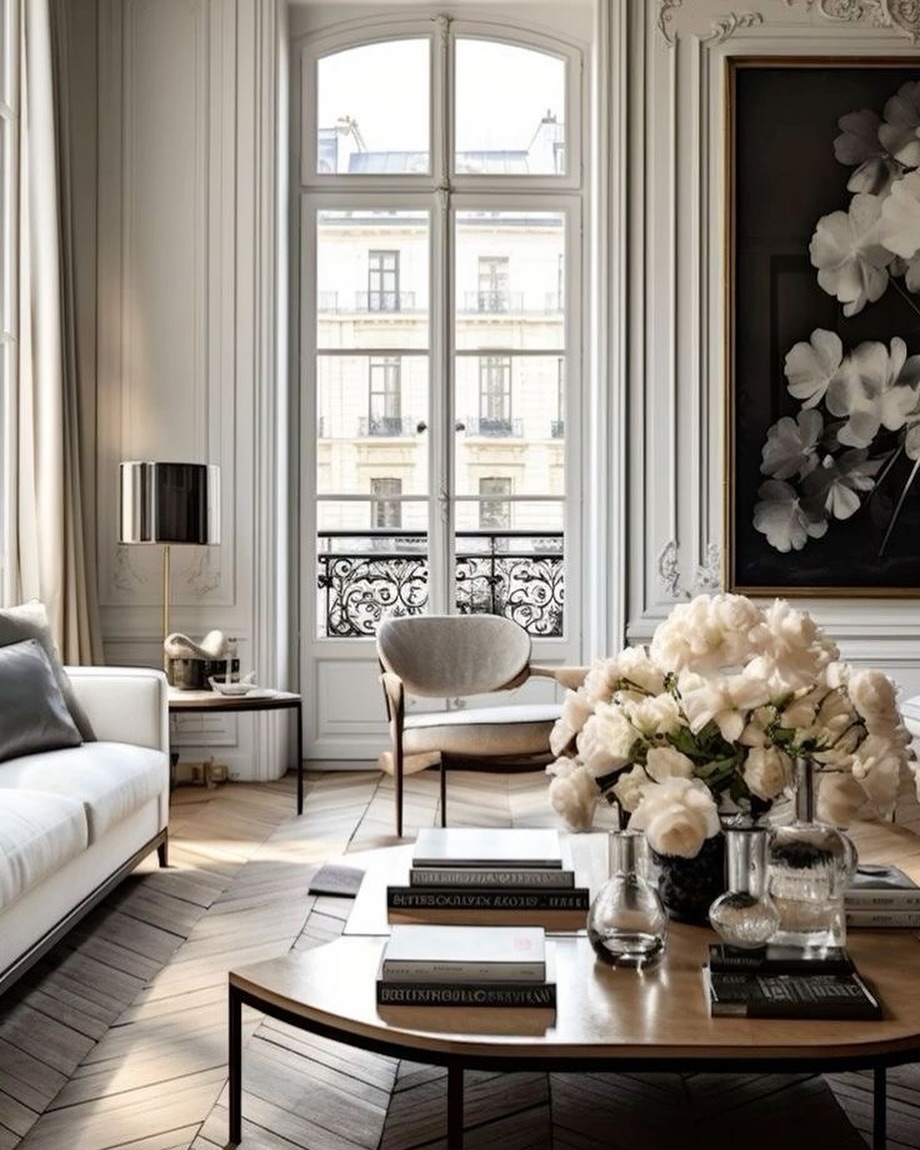 black and white apartment decor