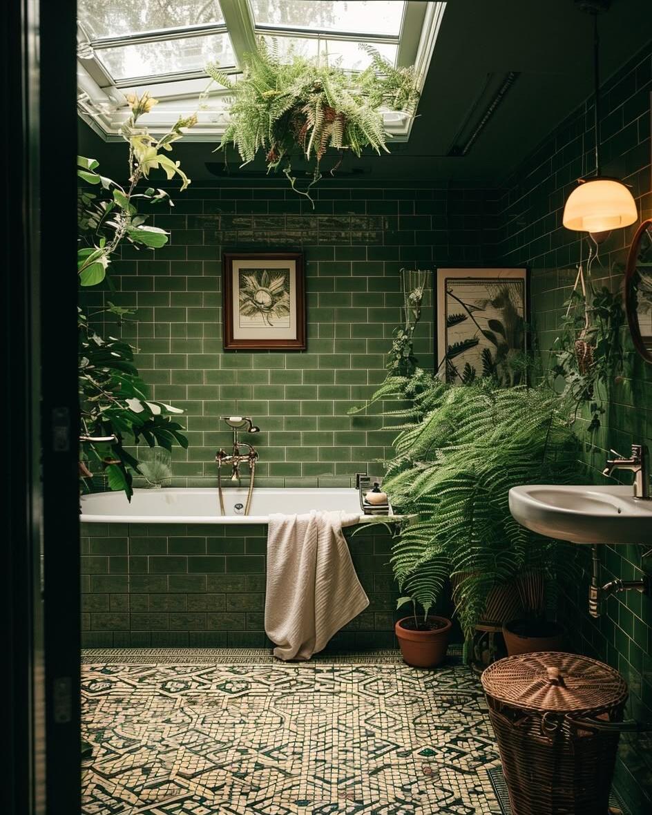 green bathroom decor
