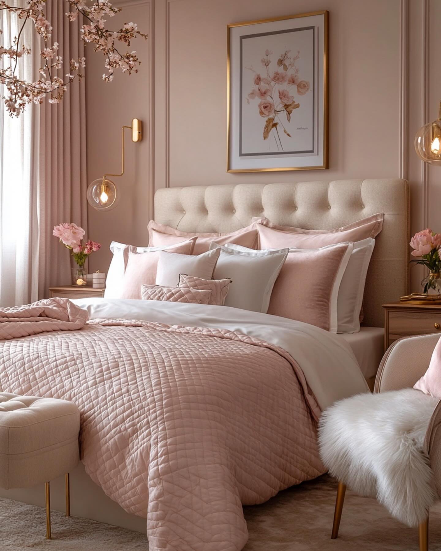 blush bedroom decor