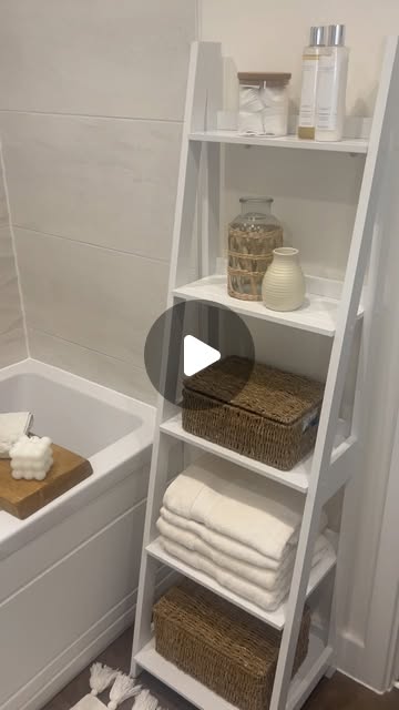 bathroom ladder shelf styling