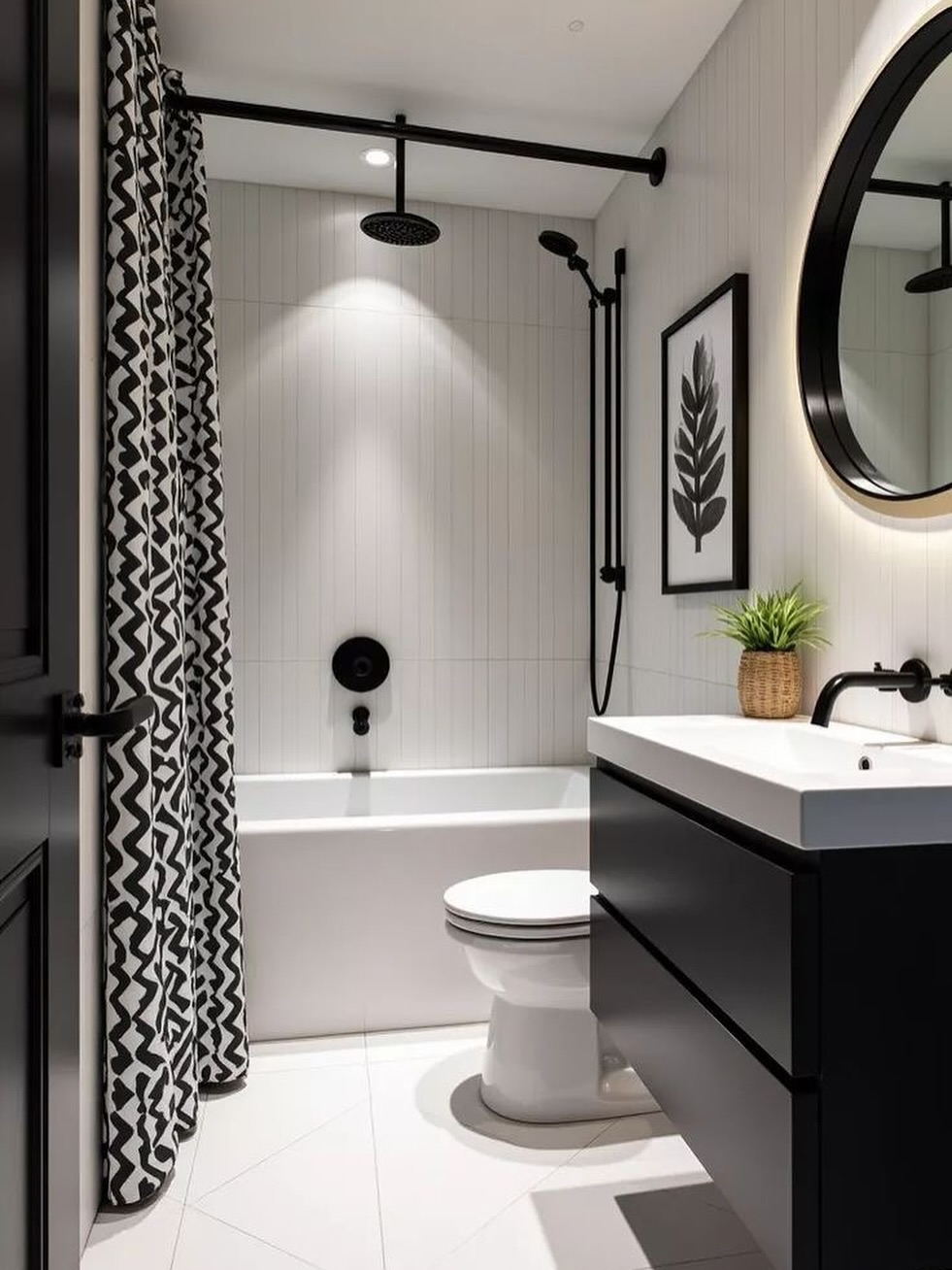 black and white bathroom
