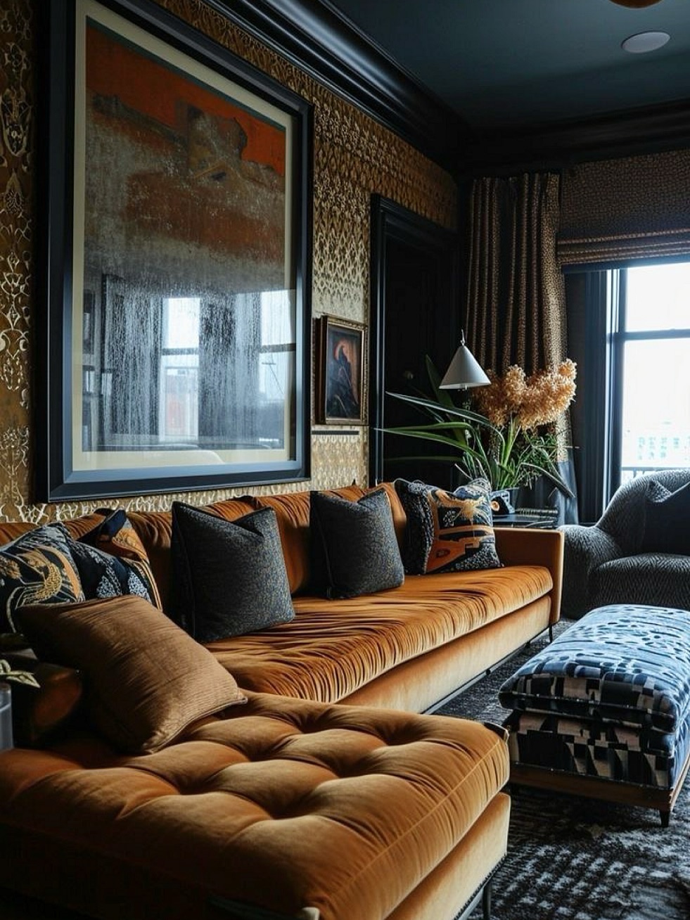 dark moody dining room