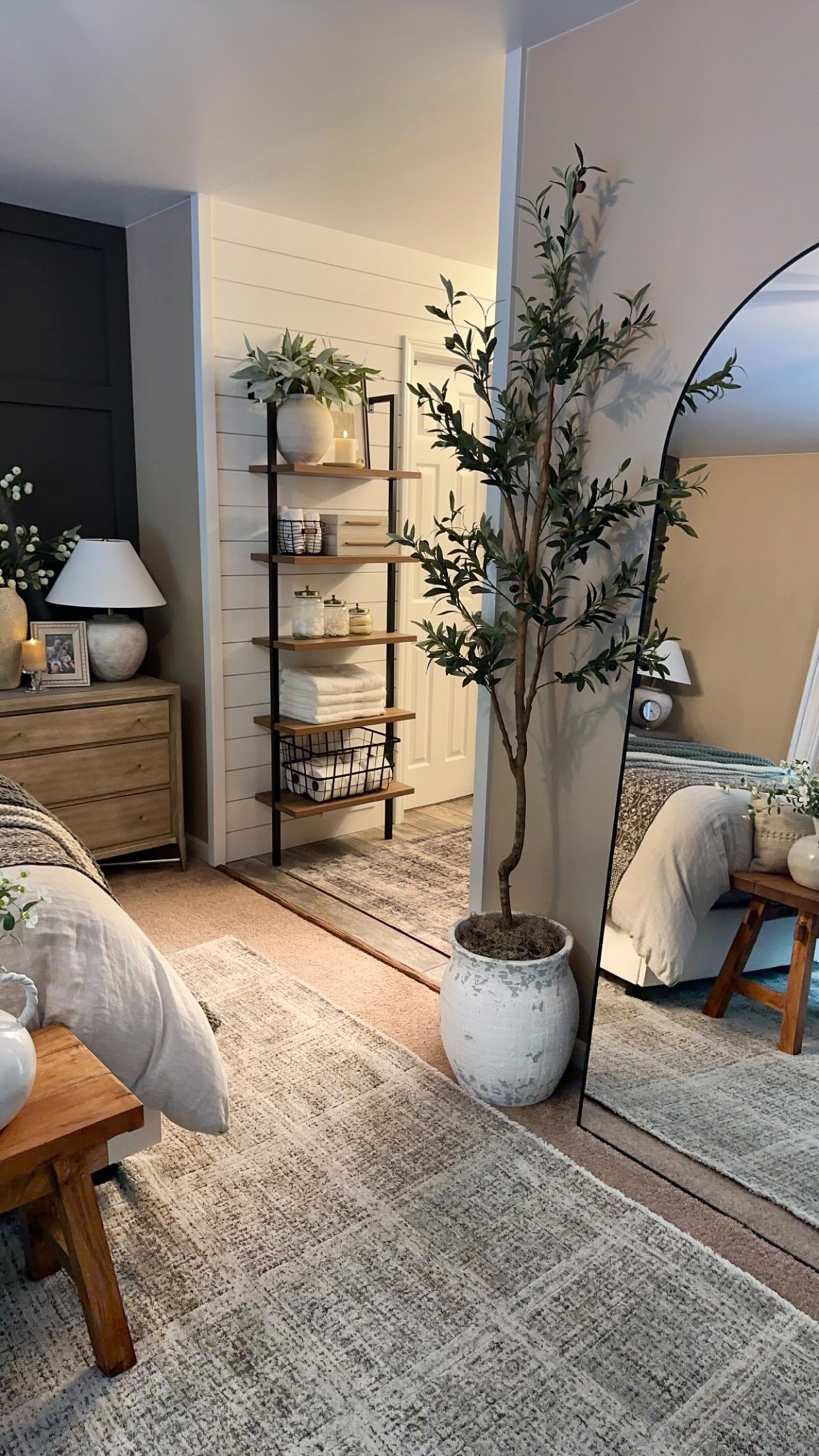 bathroom ladder shelf styling