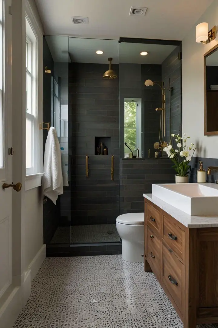 black and white bathroom