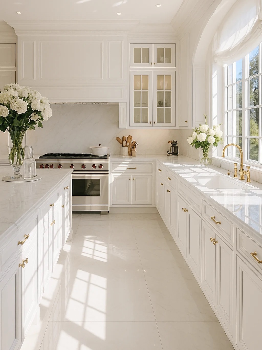 gold and white dining room