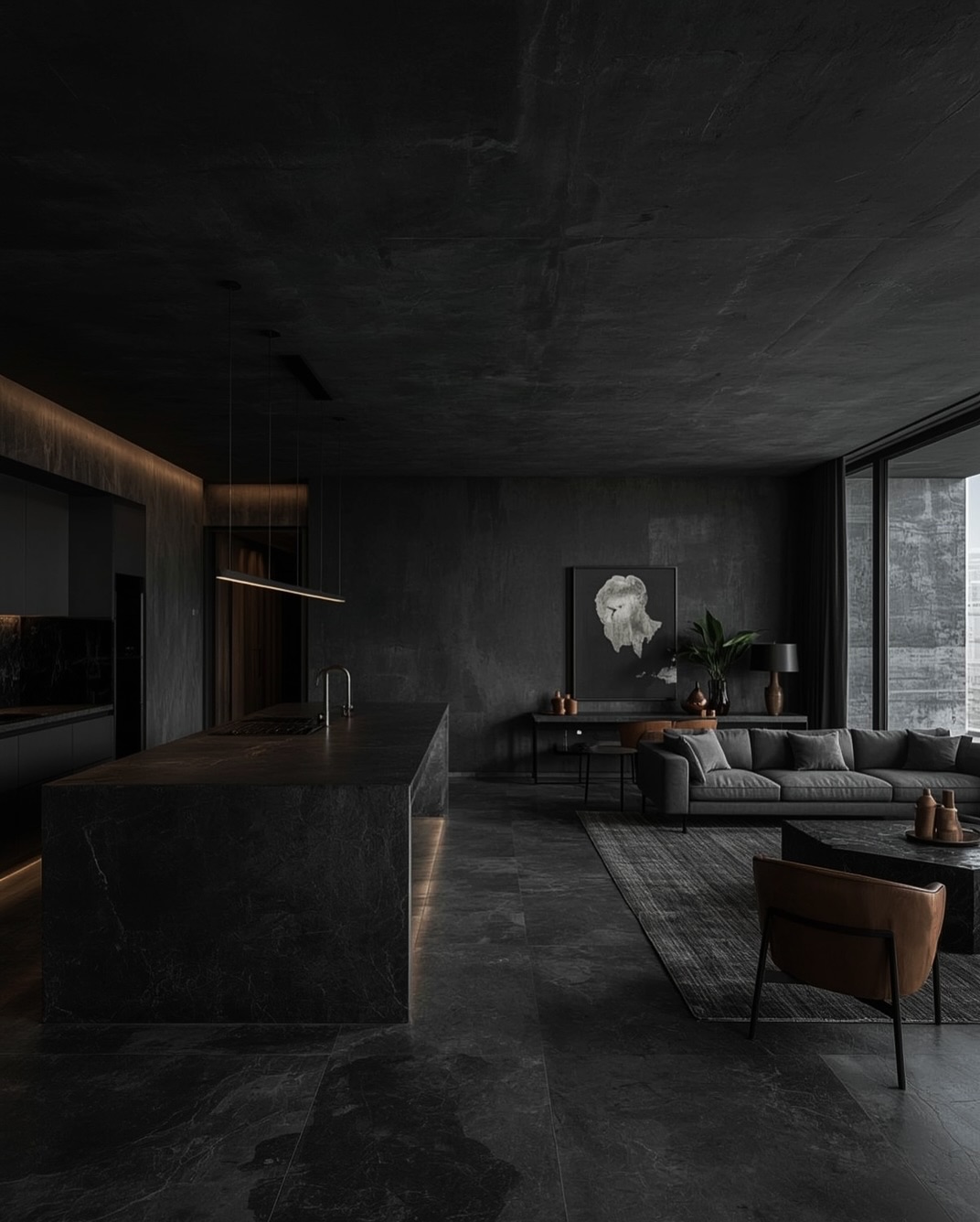 black and white apartment decor