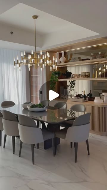 gold and white dining room