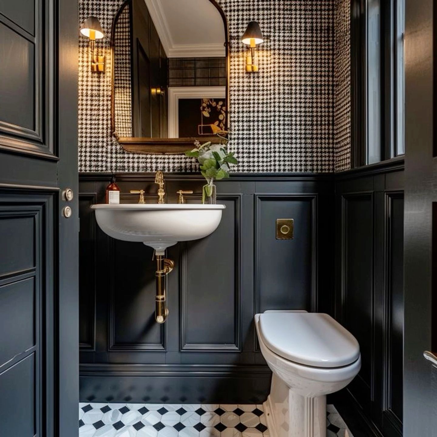 black and white bathroom