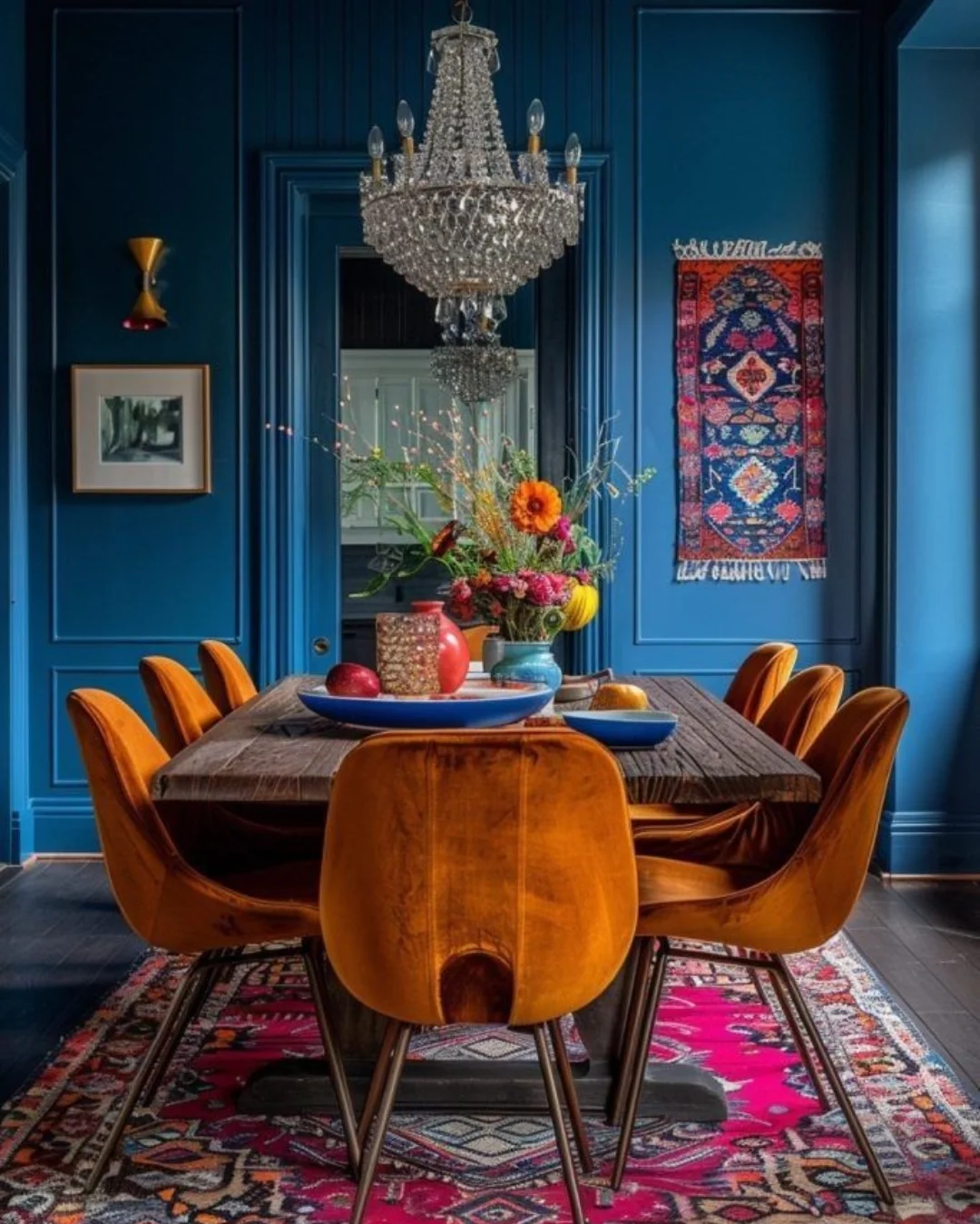 blue dining room decor