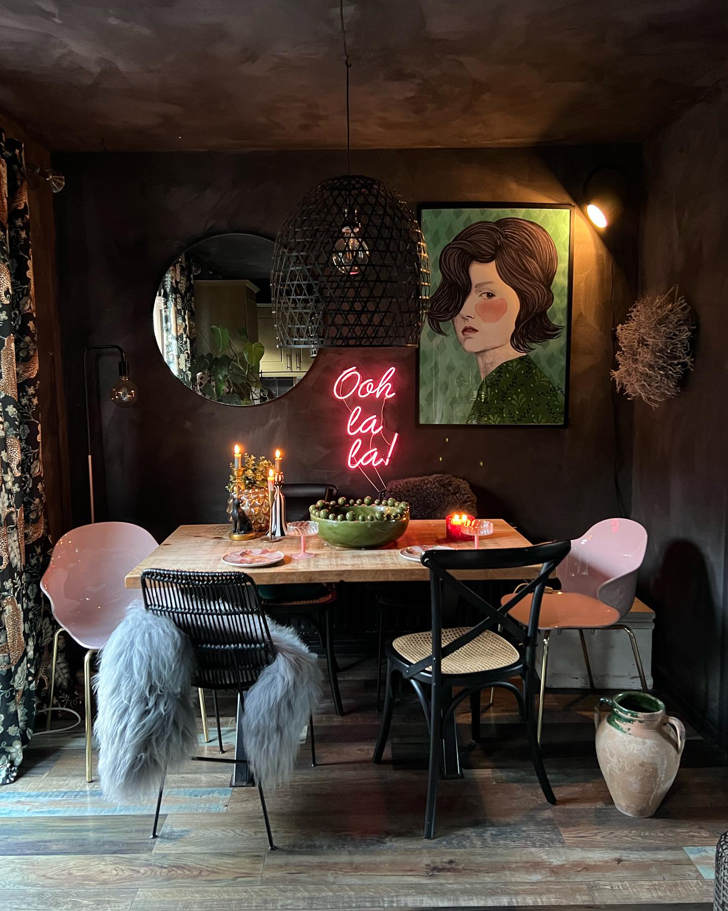 dark moody dining room