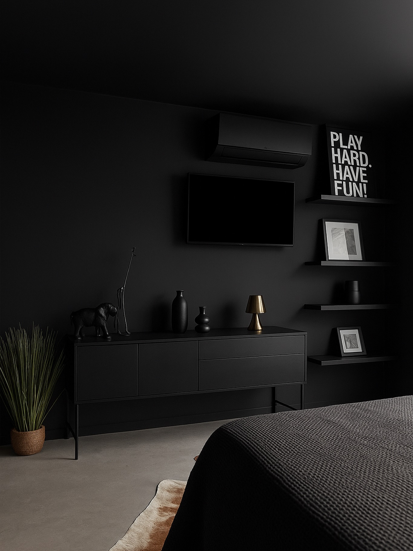 black bedroom decor