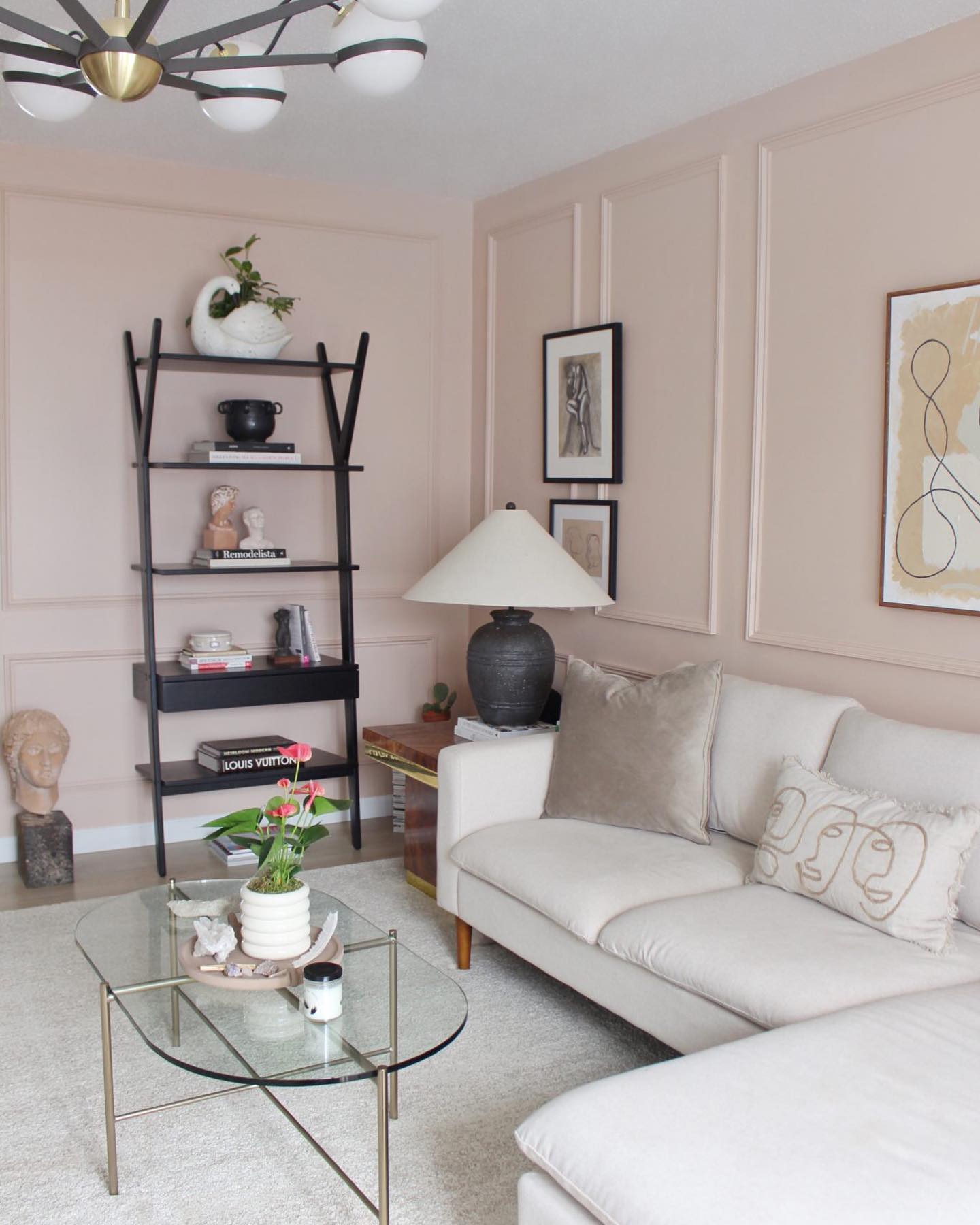 blush pink dining room