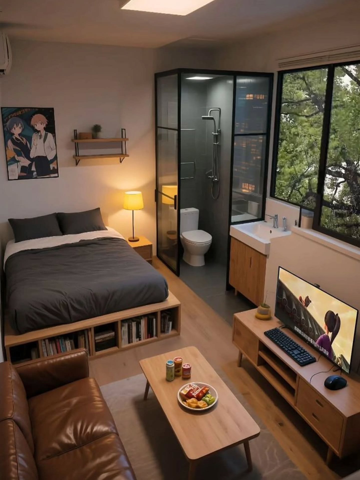 tiny studio apartment layout