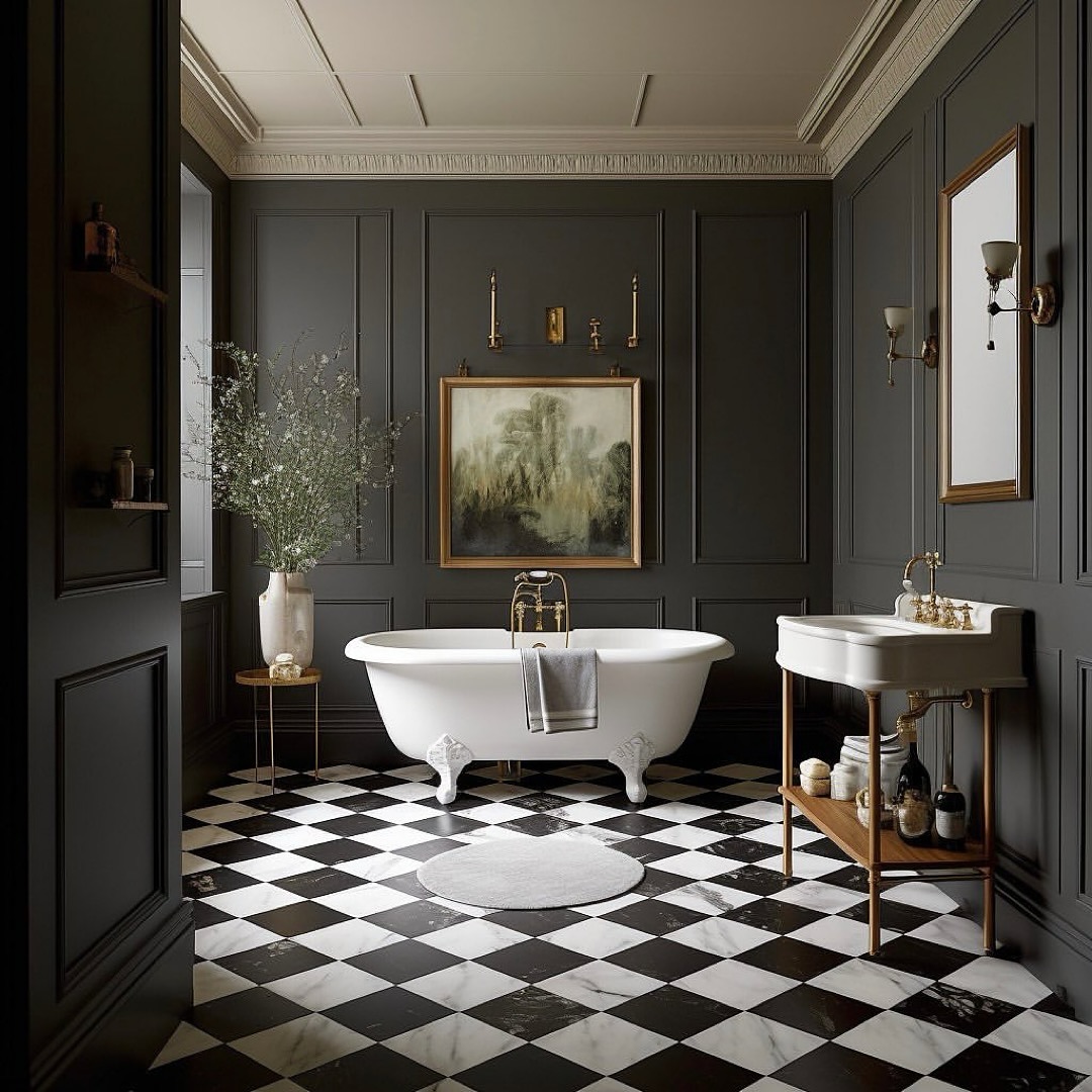 black and white bathroom