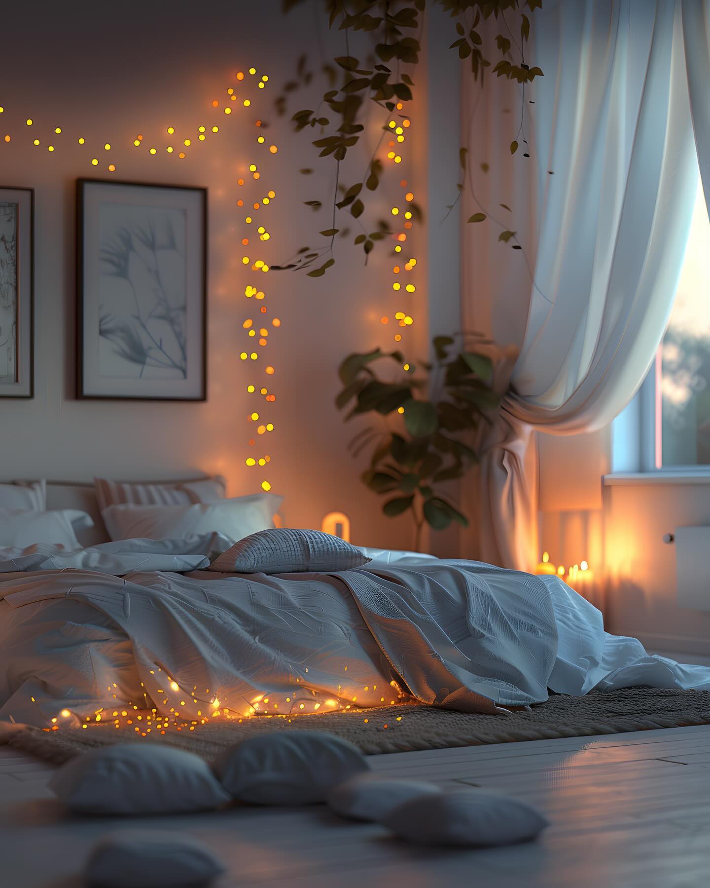 string lights bedroom
