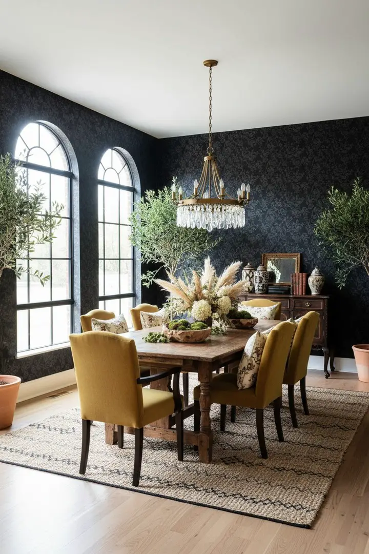 black dining room decor