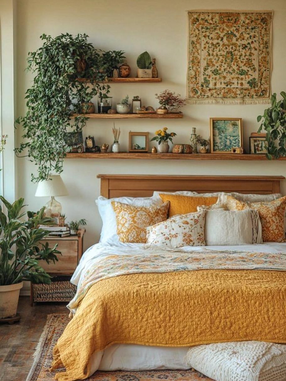 bedroom shelf decor