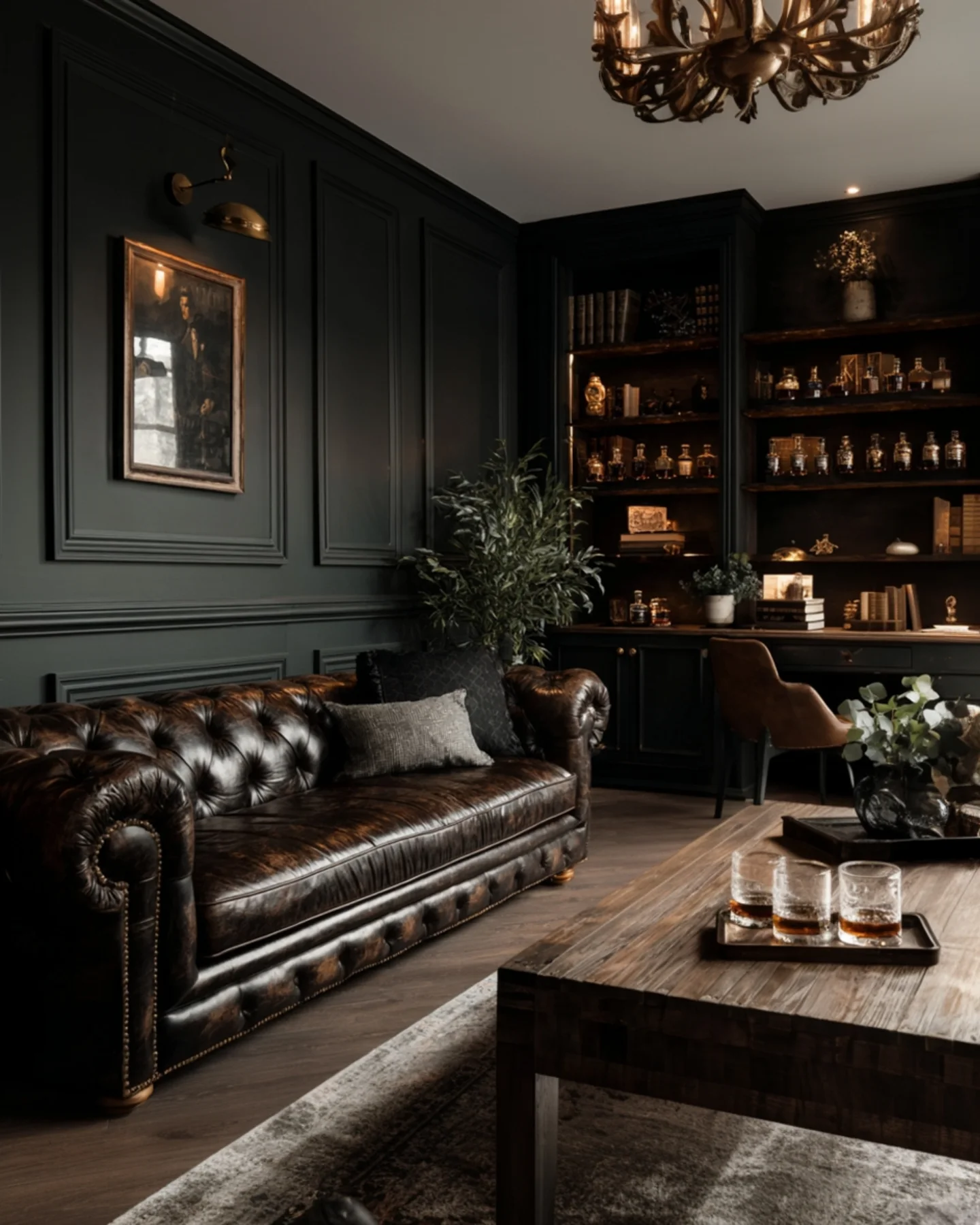 dark moody dining room